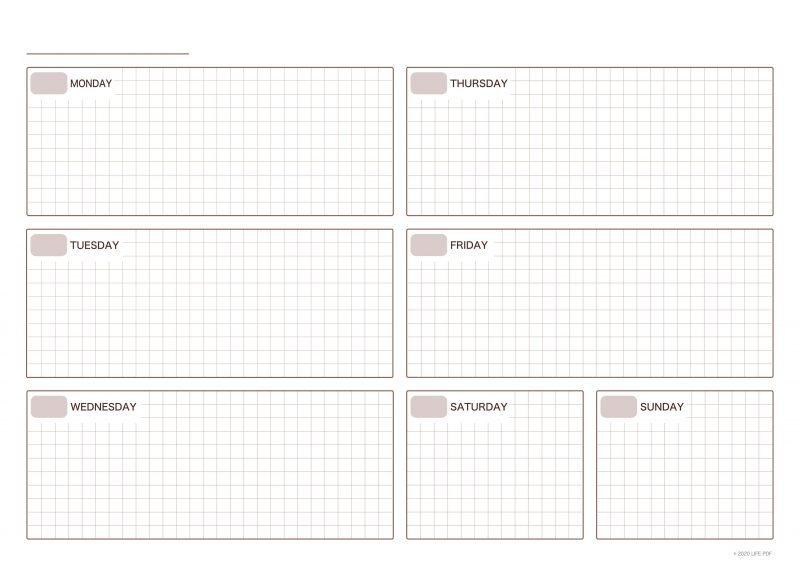 ウィークリーA4方眼ブラウン