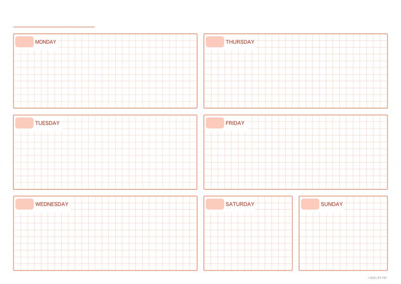 ウィークリーA4方眼オレンジ