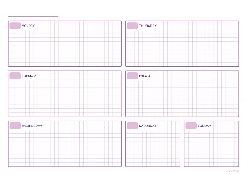 ウィークリーA4方眼パープル
