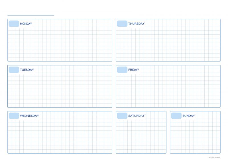 ウィークリーA4方眼スカイ